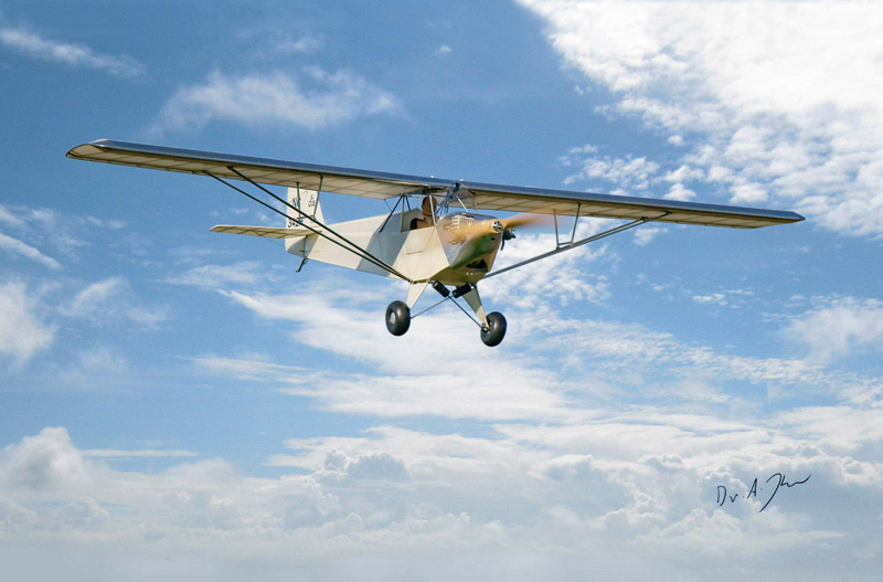 Taylor E-2 CUB im Flug